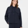 Veste courte en laine, bleu marine
