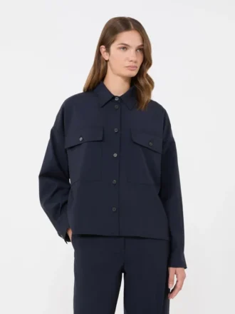 Veste courte en laine, bleu marine