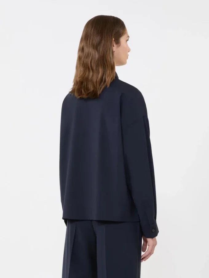 Veste courte en laine, bleu marine