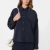Veste courte en laine, bleu marine
