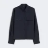 Veste courte en laine, bleu marine
