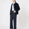 Veste courte en laine et cachemire, bleu nuit