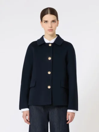 Veste courte en laine et cachemire, bleu nuit