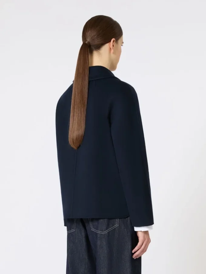 Veste courte en laine et cachemire, bleu nuit