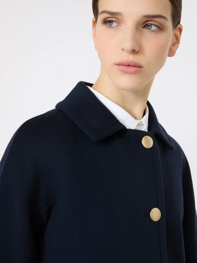 Veste courte en laine et cachemire, bleu nuit