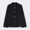 Veste courte en laine et cachemire, bleu nuit