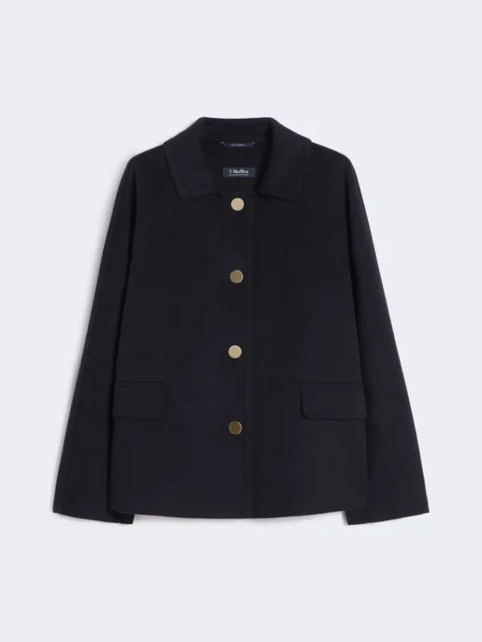 Veste courte en laine et cachemire, bleu nuit