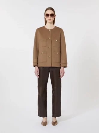 Veste courte en laine épaisse, couleur camel