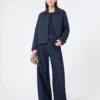 Veste courte matelassée en tissu déperlant, bleu marine Veste courte matelassée en tissu déperlant, bleu marine