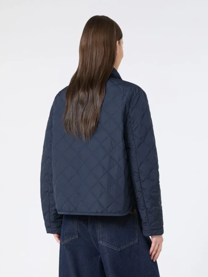 Veste courte matelassée en tissu déperlant, bleu marine Veste courte matelassée en tissu déperlant, bleu marine