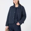 Veste courte matelassée en tissu déperlant, bleu marine Veste courte matelassée en tissu déperlant, bleu marine