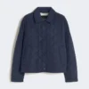 Veste courte matelassée en tissu déperlant, bleu marine Veste courte matelassée en tissu déperlant, bleu marine