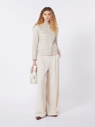 Veste courte matelassée en toile déperlante, couleur sable