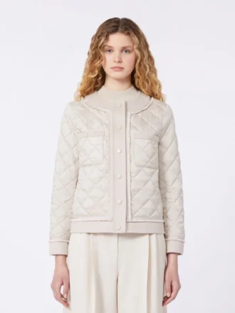 Veste courte matelassée en toile déperlante, couleur sable