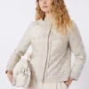Veste courte matelassée en toile déperlante, couleur sable
