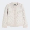 Veste courte matelassée en toile déperlante, couleur sable
