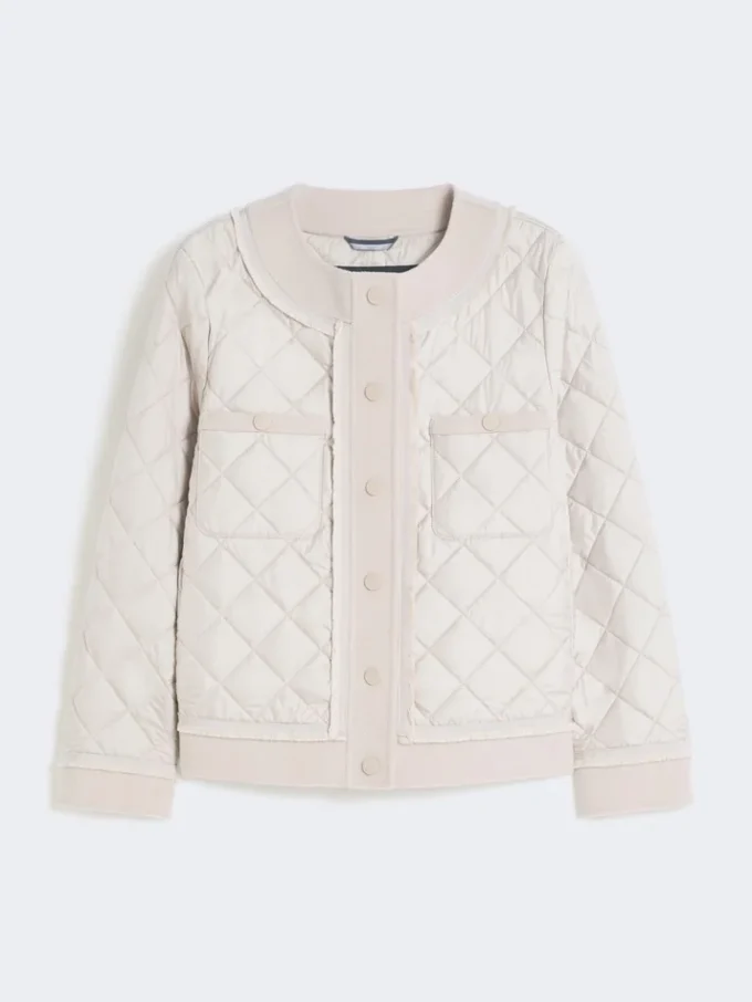 Veste courte matelassée en toile déperlante, couleur sable