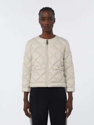 Veste courte matelassée en toile hydrofuge, couleur sable