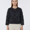 Veste courte matelassée en toile hydrofuge, noire
