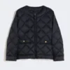 Veste courte matelassée en toile hydrofuge, noire