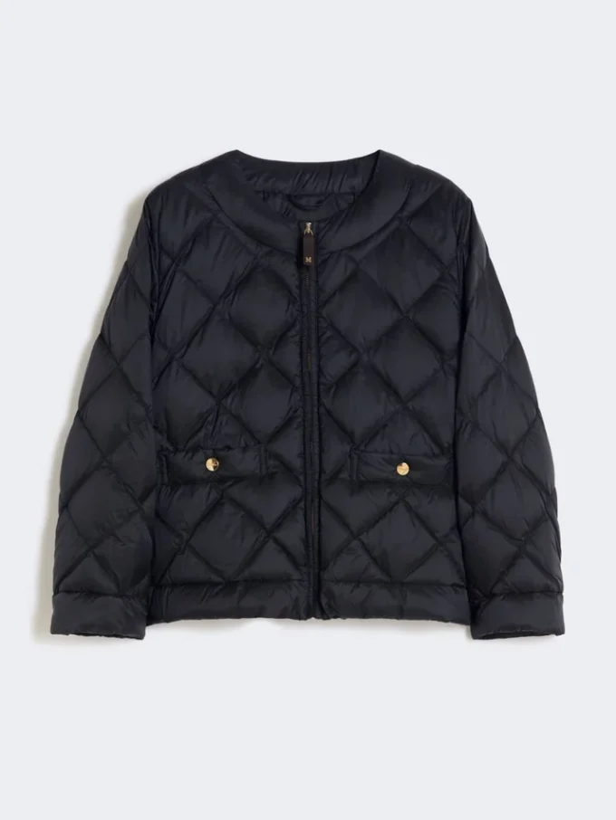 Veste courte matelassée en toile hydrofuge, noire