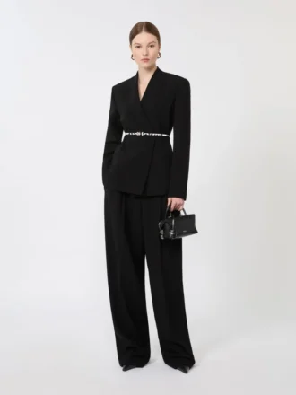 Veste croisée en cady avec ceinture, noire Veste croisée en cady avec ceinture, noire