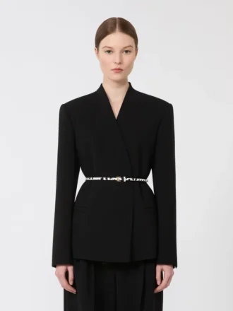 Veste croisée en cady avec ceinture, noire Veste croisée en cady avec ceinture, noire