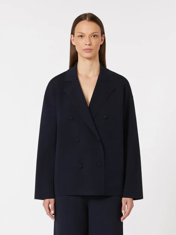Veste croisée en crêpe de viscose, bleu outremer Veste croisée en crêpe de viscose, bleu outremer