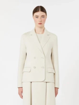 Veste croisée en jersey scuba, beige