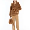 Veste de motard en tissu Teddy, couleur camel Veste de motard en tissu Teddy, couleur camel