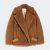 Veste de motard en tissu Teddy, couleur camel Veste de motard en tissu Teddy, couleur camel