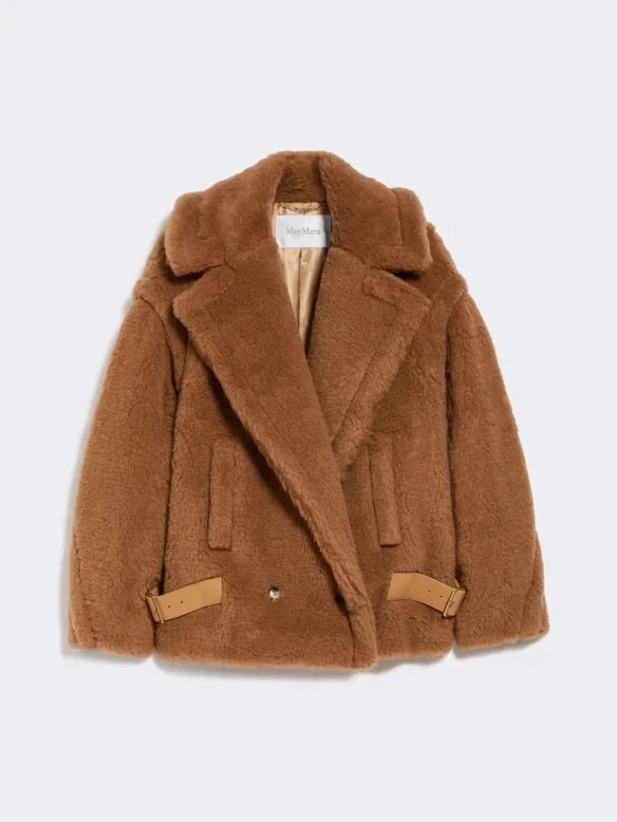 Veste de motard en tissu Teddy, couleur camel Veste de motard en tissu Teddy, couleur camel