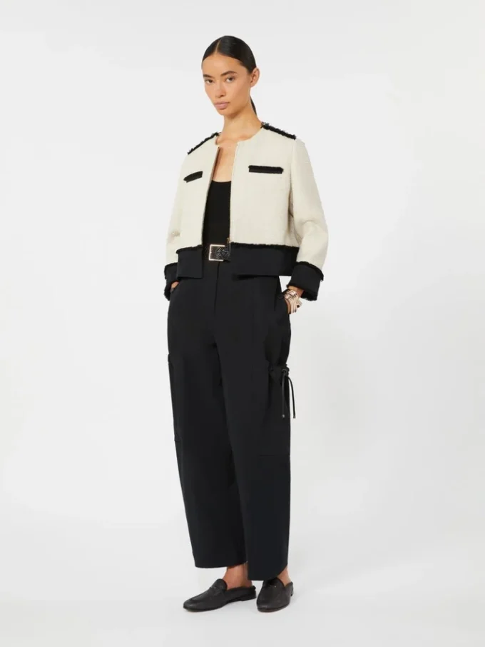 Veste en coton et lin à armure nattée, beige Veste en coton et lin à armure nattée, beige