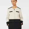 Veste en coton et lin à armure nattée, beige Veste en coton et lin à armure nattée, beige