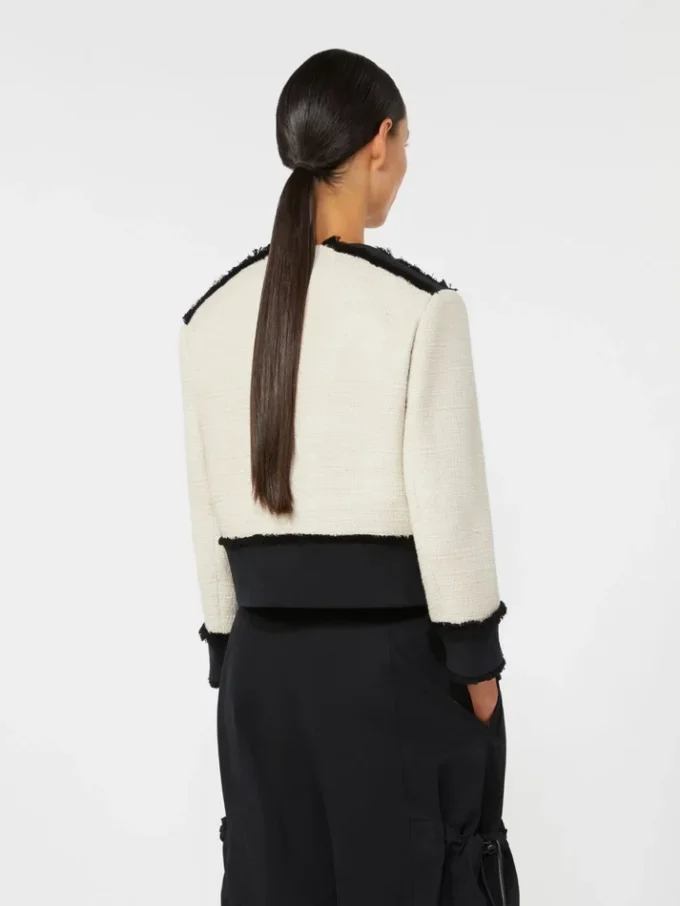 Veste en coton et lin à armure nattée, beige Veste en coton et lin à armure nattée, beige