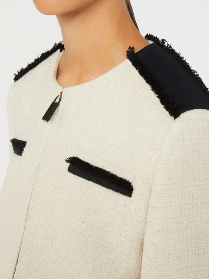 Veste en coton et lin à armure nattée, beige Veste en coton et lin à armure nattée, beige