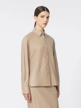 Veste en cuir nappa, couleur sable Veste en cuir nappa, couleur sable
