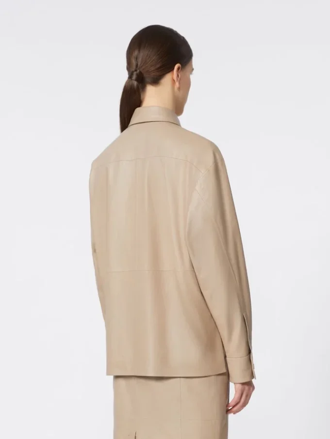 Veste en cuir nappa, couleur sable Veste en cuir nappa, couleur sable