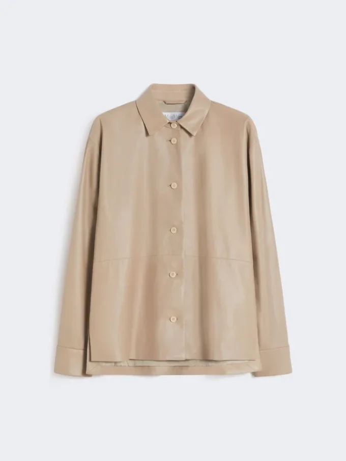 Veste en cuir nappa, couleur sable Veste en cuir nappa, couleur sable