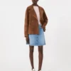 Veste en daim à double boutonnage, couleur tabac Veste en daim à double boutonnage, couleur tabac