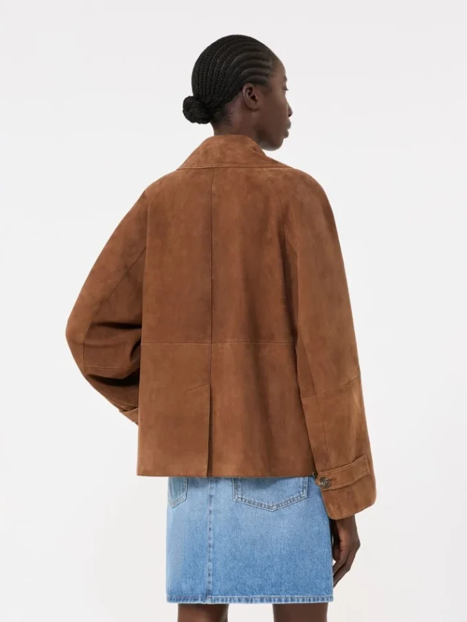 Veste en daim à double boutonnage, couleur tabac Veste en daim à double boutonnage, couleur tabac