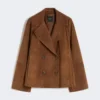 Veste en daim à double boutonnage, couleur tabac Veste en daim à double boutonnage, couleur tabac