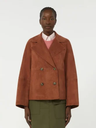 Veste en daim à double boutonnage, couleur terre cuite Veste en daim à double boutonnage, couleur terre cuite