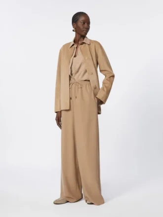 Pantalon ample en soie délavée, couleur noisette