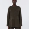 Veste en daim surpiquée, verte Veste en daim surpiquée, verte