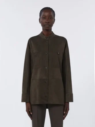 Veste en daim surpiquée, verte