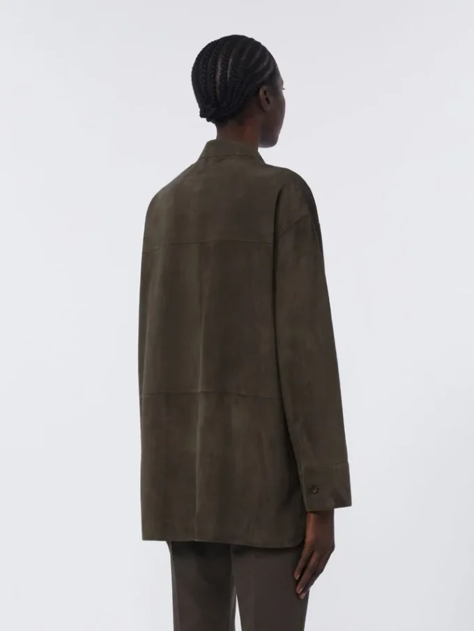 Veste en daim surpiquée, verte Veste en daim surpiquée, verte