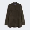 Veste en daim surpiquée, verte Veste en daim surpiquée, verte