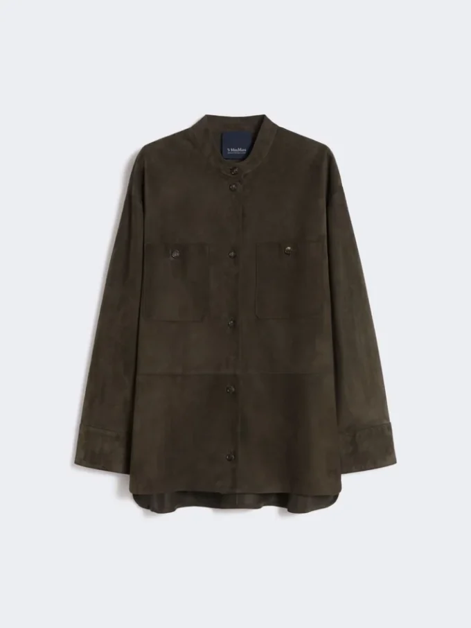 Veste en daim surpiquée, verte Veste en daim surpiquée, verte