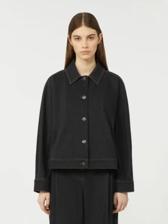 Veste en denim effet jersey, bleu outremer